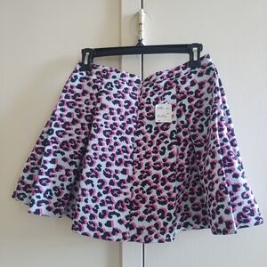 Chic Pink Leopard Print Skater Skirt